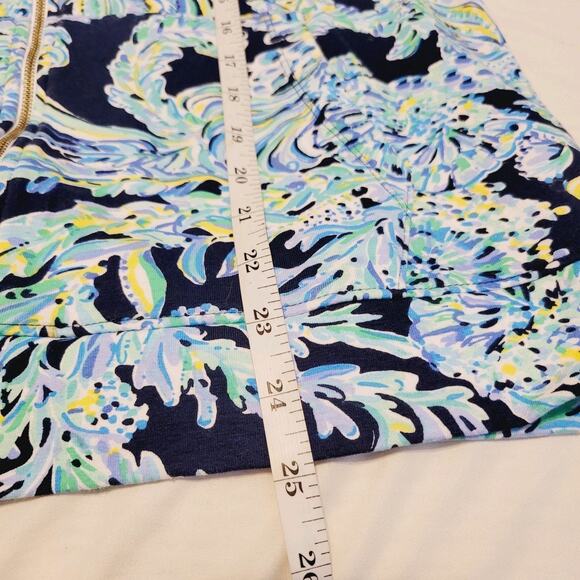 Lilly Pulitzer Jacket Medium Blue Betsey Floral Scuba Doo High Tide Athleisure - Picture 13 of 14
